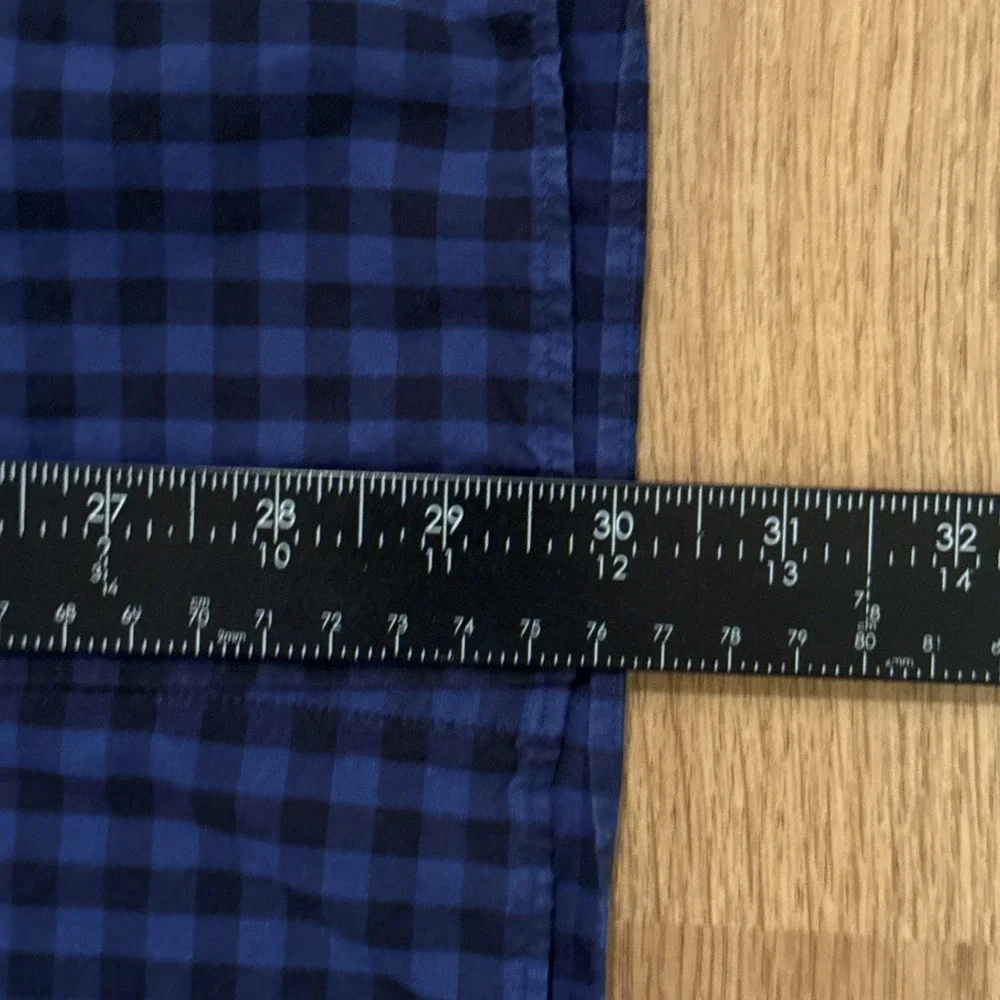 BONOBOS Shirt Men's Large Standard Fit Black / Blue Plaid Long Sleeve Casual EUC